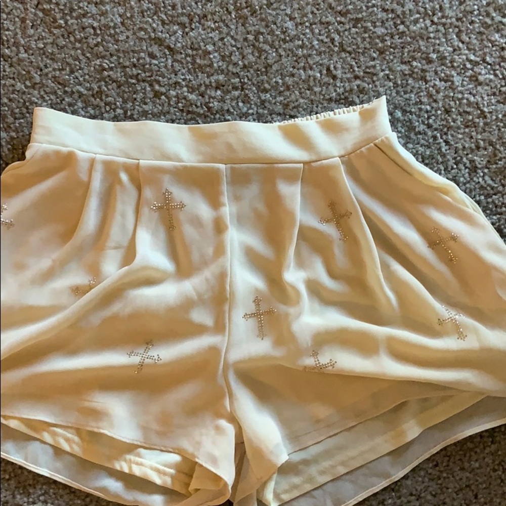 Gold cross detailed shorts